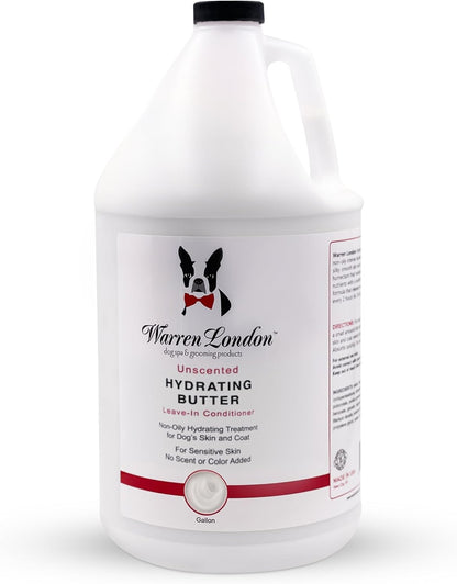 Warren London Hydrating Butter Leave in Pet Conditioner for Dogs | Lotion for Skin and Coat | Aloe Puppy & Dog Conditioner for Hair Detangler, Dry Skin, & Dandruff | Unscented 1gal