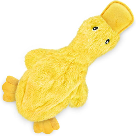 Best Pet Supplies Interactive Squeaky Dog Chew Toy, Ideal Dog Toys for Chewers, Small, Medium & Large Dogs, and Fetch Lovers - Crinkle Duck (Yellow), Large