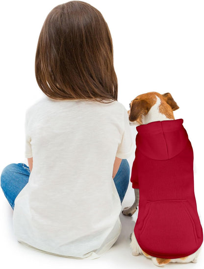 Dog Sweaters for Small Dogs Pet Sweater Solid Soft Brushed Fleece Dog Hoodie Clothes Pet Hoodie Sweatshirt with Pocket(Red-XS)