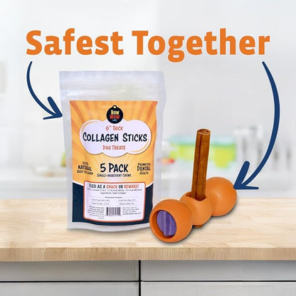 Bow Wow Labs 6" SafeFit Collagen Sticks for Dogs 5 Pack/Jumbo – All-Natural Chews for Joint, Gut, Bone & Oral Health