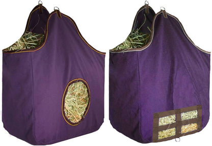Derby Originals Large 24 OZ Canvas Horse Hay Bag 2 Sided Combo Design X Wide Gusset and 6 Month Warranty