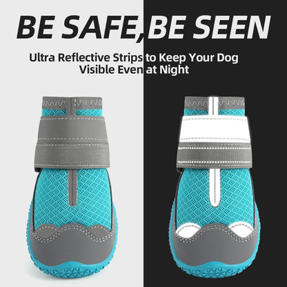 Dog Shoes for Large Dogs, Medium Dog Boots & Paw Protectors for Hardwood Floors, Outdoor Dog Booties for Hot Pavement Winter Snow Hiking, Breathable Dog Shoes with Reflective Strips Size 8