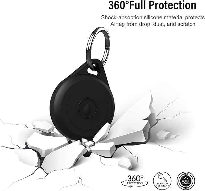 for Air tag Keychain Holder Case for Apple Air tag, 4 Pack of IPX8 Waterproof, Fully Shockproof, Anti Scratch for Air tag Holder Case for Key, Kid, Bag, Luggage, Pets Collar