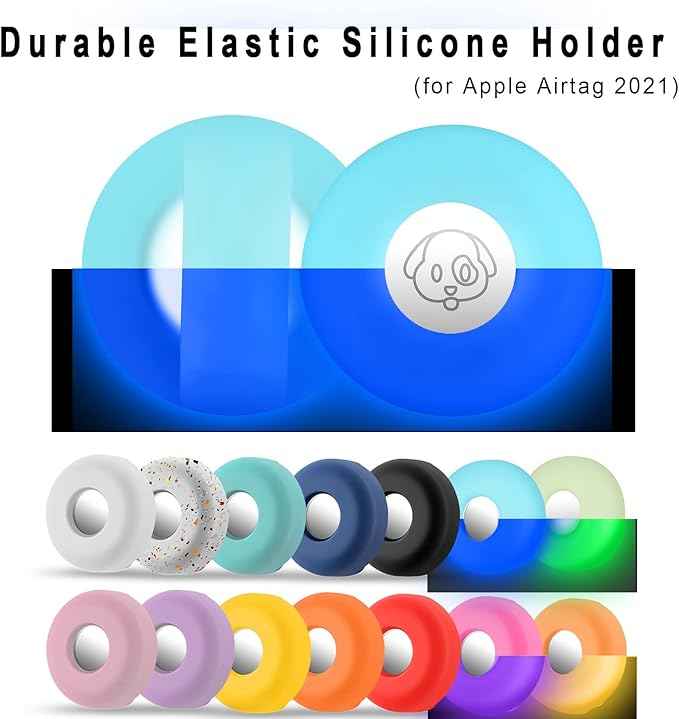for Airtag Holder for Dog Collar, Cibaabo Silicone Air Tag Case Cover Compatible with Apple Airtags for 0.8-1.2inch Cat Pet Collar Harness Loop