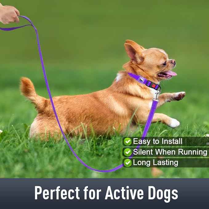 AirTag Dog Collar with AirTag Holder Compatible for Air Tag, Reflective Soft Padded, Safety Locking Buckle, Adjustable Nylon for Small Medium Large Dogs (Purple,S)