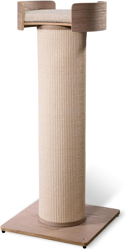ONE FAST CAT - Giant Scratching Tower w/Perch - 44.5" Height with Replaceable Sisal and Removable Bed - Ash