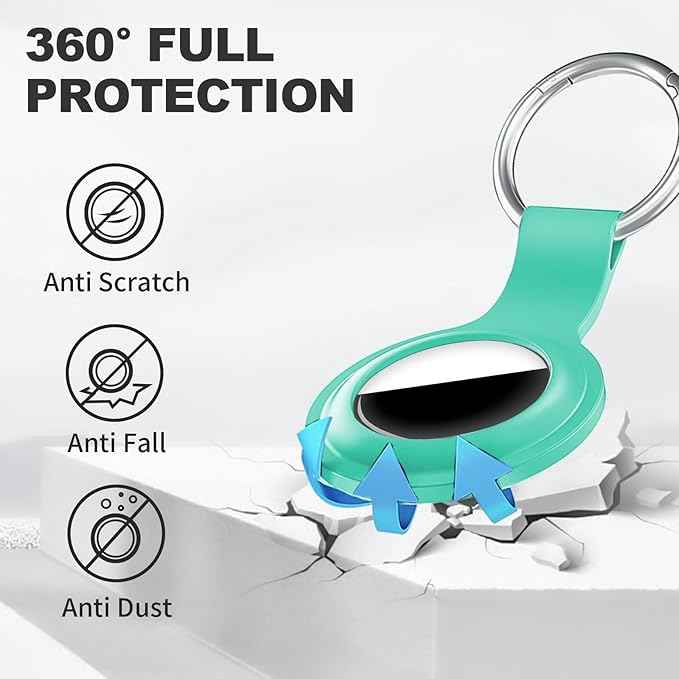 Case for AirTag 2nd Gen (2026) & 1st Gen, Silicone Holder Keychain Key Ring, Protective Cover for Apple for Air Tags, GPS Finder Accessories for Bags, Pets, Kids, Luggage, Mint Green