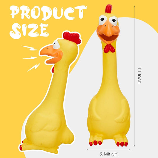 Hungdao 2 Pcs Rubber Chicken Squeaky Dog Toy 11 Inches Horse Toys Latex Reduce Separation Anxiety Screaming Chicken Toy for Small, Medium or Large Horse Pet (Yellow)