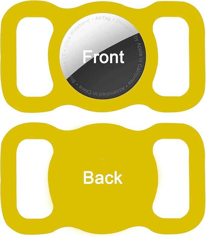 Protective Air tag Case for Dog Collar, Pet/Dog Collar Holder Case Compatible with Apple Air Tag, Waterproof Air tag Loop for GPS Tracker Lightweight Soft Anti Scratch Anti Lost Yellow