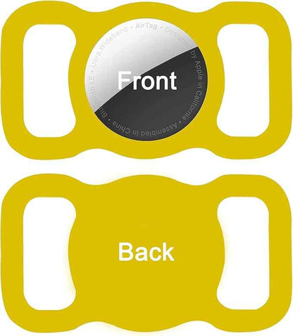 Protective Air tag Case for Dog Collar, Pet/Dog Collar Holder Case Compatible with Apple Air Tag, Waterproof Air tag Loop for GPS Tracker Lightweight Soft Anti Scratch Anti Lost Yellow