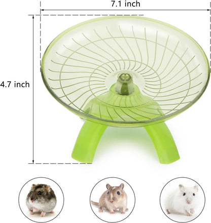 Hamster Wheel Flying Saucer Silent Exercise Wheel Running Wheel for Hamsters, Gerbils, Mice and Other Small Pets, Silent Hamster Running Wheel (Green)