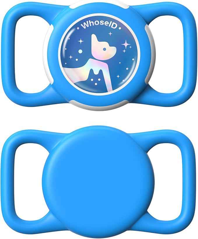 Waterproof Airtag Dog Collar Holder, Silicone & ABS Airtag Holder for Dog & Cat Collars, Ultra-Durable, Lightweight and Protective Airtag Case (Blue-1, Regular)