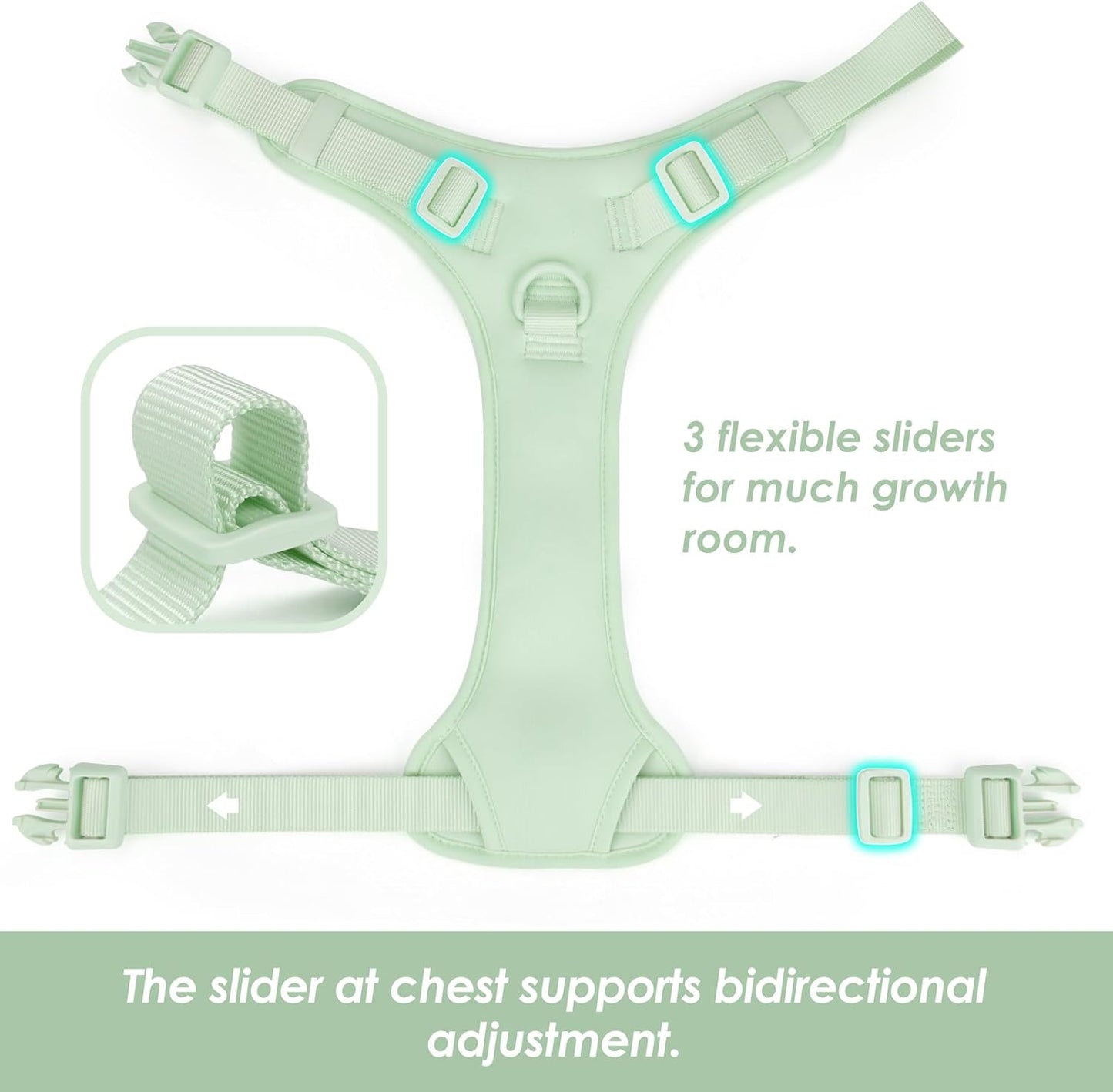 No Pull Dog Harness, Puppy Vest with Front Clip for Small Medium Large Sized Dog(Light Green,L)