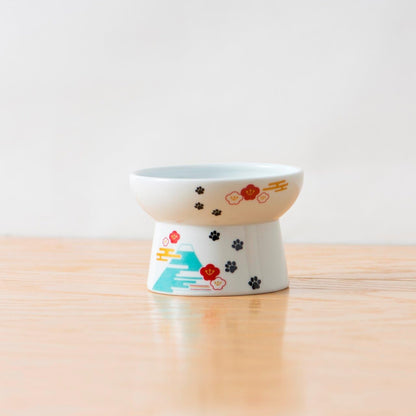 Necoichi Raised Stress Free Cat Food Bowl, Elevated, Backflow Prevention, Dishwasher and Microwave Safe, No.1 Seller in Japan! (Fuji Limited Edition, Regular)