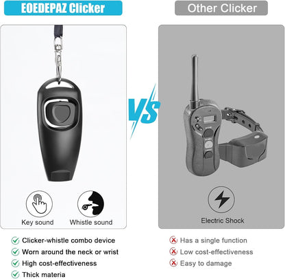 2-in-1 Dog Training Clicker Whistle for Training and Recall, Pet Training Accessories for Puppy, Cats, Horses & Small Animals - 2 Pack with Lanyard, Reward and Train Your Pets Efficiently