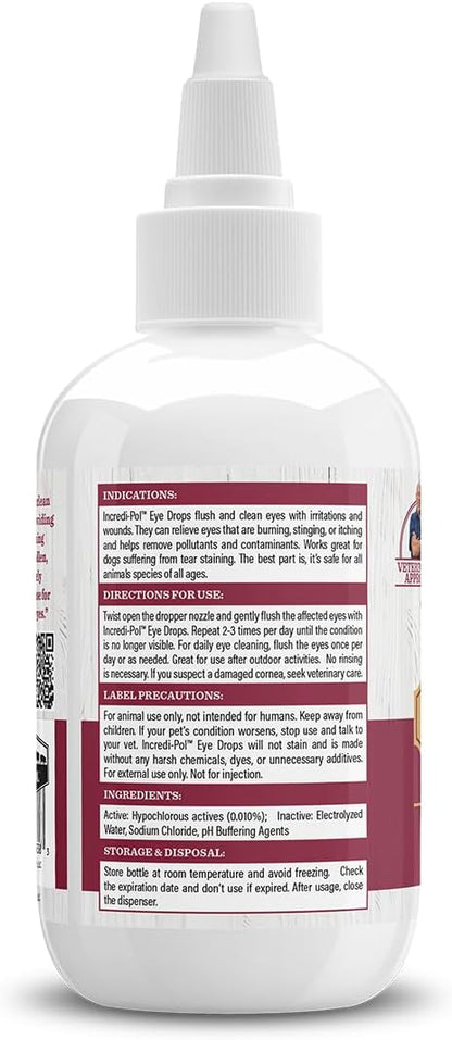 Dr. Pol Incredi-Pol Eye Drops for Dogs, Cats, and All Animals - Dog Eye Drops to Flush and Clean Away Eye Irritants - Gentle Care and Soothing Relief for Eye Discomfort - 3 Fluid Ounces