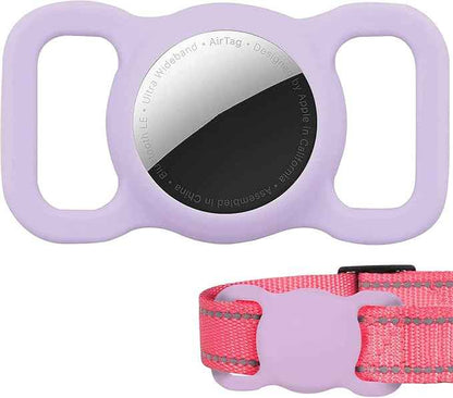2 Pack Protective Air tag Case for Dog Collar, Pet/Dog Collar Holder Case Compatible with Apple Air Tag, Waterproof Air tag Loop for GPS Tracker Lightweight Soft Anti Scratch Anti Lost Navy Purple
