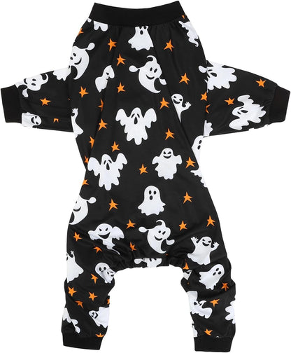 HDE Dog Pajamas One Piece Jumpsuit Lightweight Dog PJs Shirt for M-3XL Dogs Ghostly Stars - S