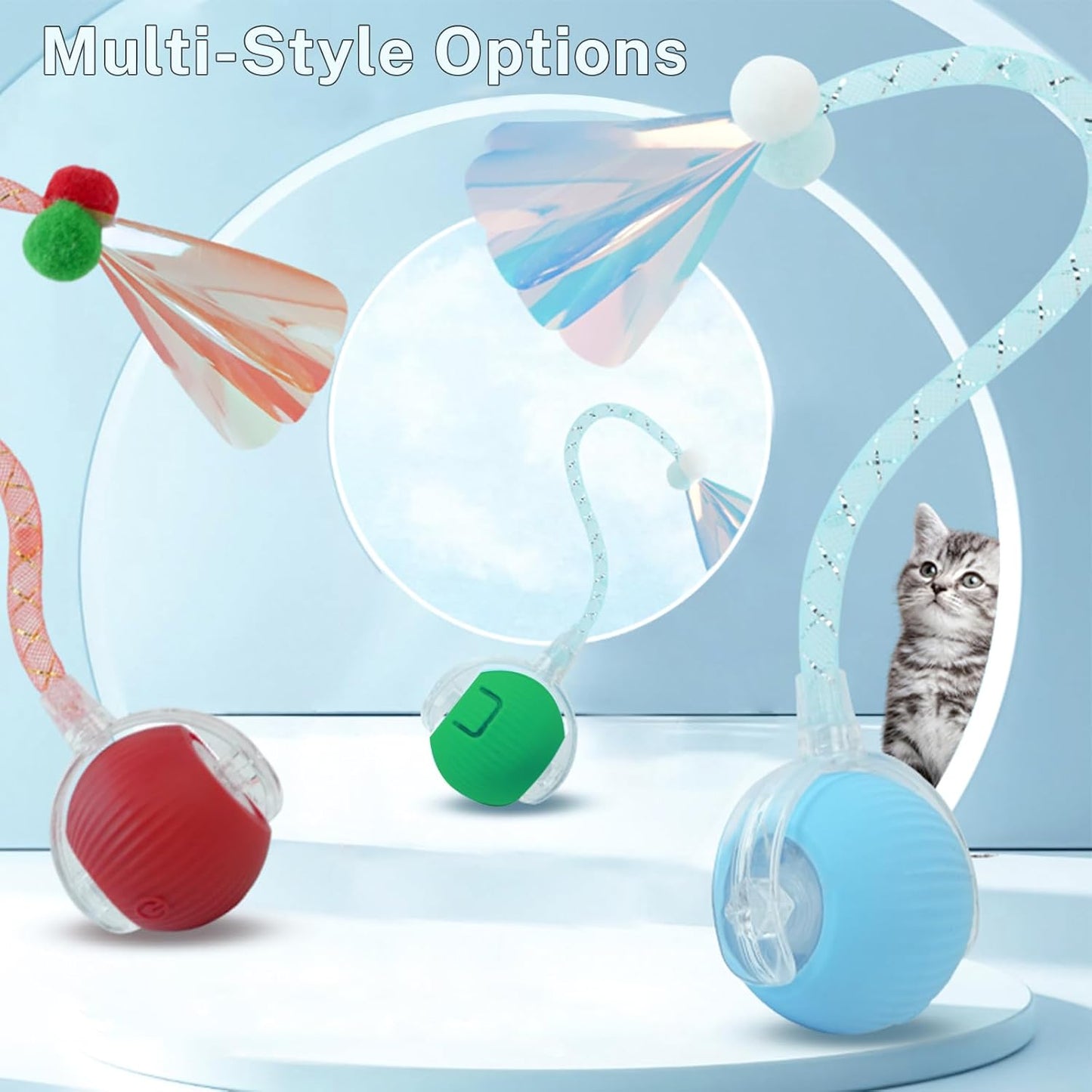 New Upgraded Cat Ball Toy - Speedy Tail 2.0 Cat Toy, Interactive Cat Toy Ball, Stimulating Toys and Juguetes para Gatos, Cat Toys for Bored Indoor (Red)