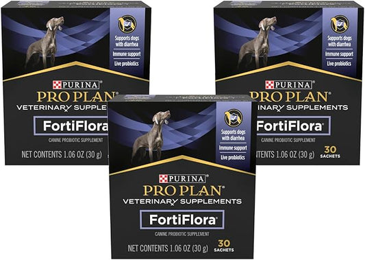 Purina Pro Plan Veterinary Supplements FortiFlora Dog Probiotic Supplement, Canine Nutritional Supplement 30 Ct. Box (Pack of 3)