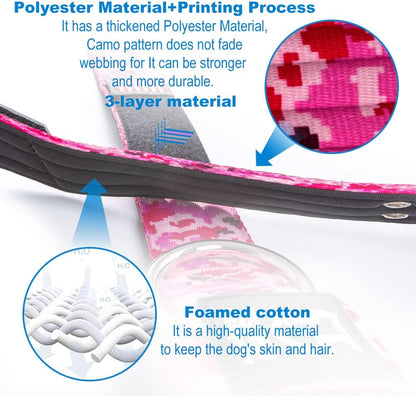 TSPRO Tactical Dog Collar 1.25 Inch Wide Thick Dog Collars with Heavy Duty Metal Buckle, Durable, Strong, Adjustable for Small Dogs (Camo Green S)