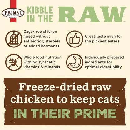 Primal Kibble in The Raw, Freeze Dried Cat Food, Chicken, Scoop & Serve, Made with Raw Protein, Whole Ingredient Nutrition, Crafted in The USA, Dry Cat Food, 64 Ounce (4 lb) Bag