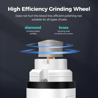 Heusom Silent Groom Pro Nail Grinder Cordless for Small Large Dogs - 3 Speeds Quiet Cat Dog Nail Trimmer with 2 LED Lights, 2000mAh Rechargeable for Thick Nails with Replacement Heads (1pc+2 Heads)