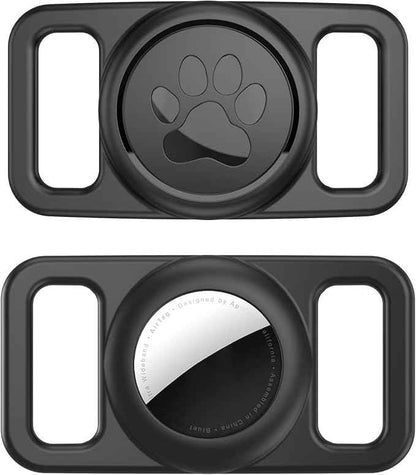 for Airtag Dog Collar Holder (1-Pack Black) | Waterproof & Secure Silicone Case for AirTag | Anti-Lost Pet Tracker Cover for Dogs & Cats