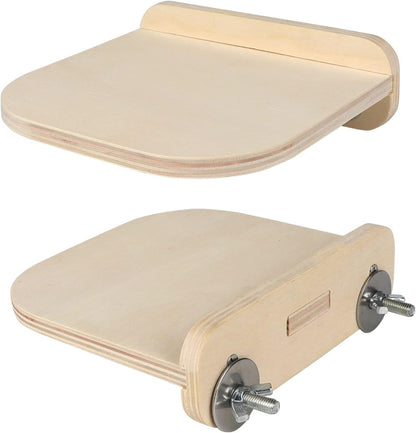 Chinchilla Wooden Platform Set, Chinchilla Cage Platform with Feeding Bowl, Small Animals Cage Accessories for Squirrel Gerbil Suger Glider Hamsters (3Pcs of Small Platform)