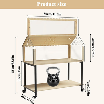 31inch Hamster cage Wooden with Acrylic, Dwarf Hamster cage, Small Animal Habitat with Openable Top, Mouse cage for Guinea Pigs, Chinchillas, Gerbil, Syrian Hamster (31inch with Storage Shelf)