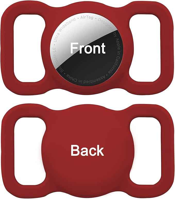 2 Pack Protective Air tag Case for Dog Collar, Pet/Dog Collar Holder Case Compatible with Apple Air Tag, Waterproof Air tag Loop for GPS Tracker Lightweight Soft Anti Scratch Anti Lost Green Wine