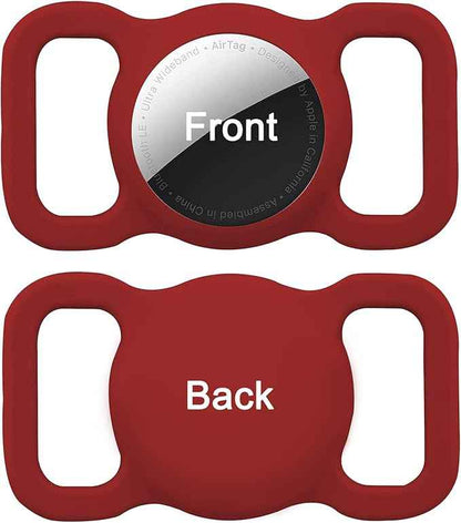 2 Pack Protective Air tag Case for Dog Collar, Pet/Dog Collar Holder Case Compatible with Apple Air Tag, Waterproof Air tag Loop for GPS Tracker Lightweight Soft Anti Scratch Anti Lost Green Wine