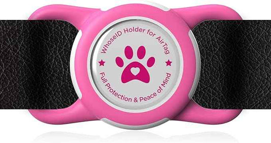 Airtag Dog Collar Holder, Durable & Lightweight Airtag Case, Slide-on Waterproof Protective Air Tag Holder for Dog Collar - for Dogs and Cats (Rose, Medium)