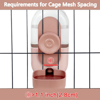 28oz Hanging Automatic Water Dispenser，Rabbit Water Bottle,Bunny Guinea Pig Ferret Water Bowl for Cage,Suitable for Small Animal Puppies(Cage Grid Spacing Over 1.2'')