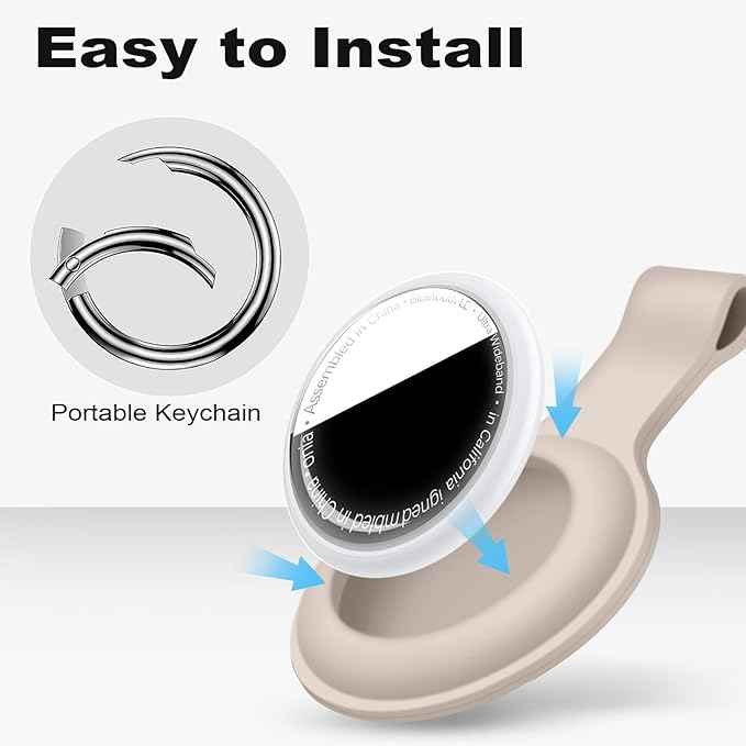 Case for AirTag 2nd Gen (2026) & 1st Gen, Silicone Holder Keychain Key Ring, Protective Cover for Apple for Air Tags, GPS Finder Accessories for Bags, Pets, Kids, Luggage, Milk Tea Color