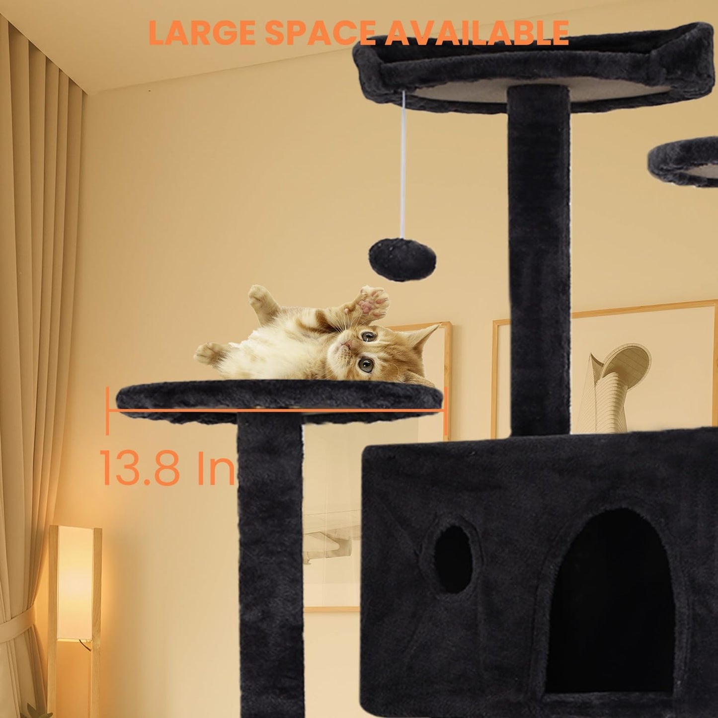 54.7 inches Cat Tower for Indoor Cats, Multi-Level Cat Condos with Scratching Posts, Hanging Toys, Dark Gray