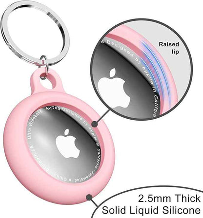 oakxco for Airtag Keychain Silicone, Airtag Holder with Key Ring, Air Tag Cover Cute Accessories for Kids, Luggage, Car Dog Collar, Car, Compatible with Apple Airtag Case Waterproof Tracker, Pink
