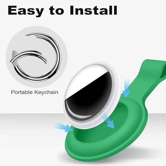 Case for AirTag 2nd Gen (2026) & 1st Gen, Silicone Holder Keychain Key Ring, Protective Cover for Apple for Air Tags, GPS Finder Accessories for Bags, Pets, Kids, Luggage, Grass Green