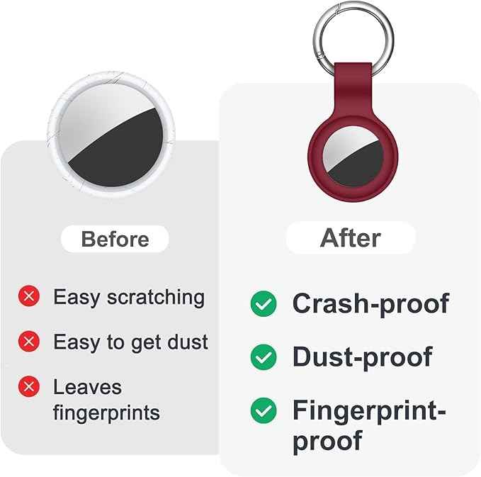 Case for AirTag 2nd Gen (2026) & 1st Gen, Silicone Holder Keychain Key Ring, Protective Cover for Apple for Air Tags, GPS Finder Accessories for Bags, Pets, Kids, Luggage, Wine Red