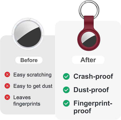 Case for AirTag 2nd Gen (2026) & 1st Gen, Silicone Holder Keychain Key Ring, Protective Cover for Apple for Air Tags, GPS Finder Accessories for Bags, Pets, Kids, Luggage, Wine Red