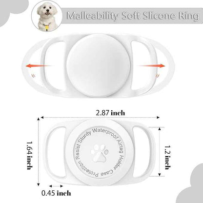Waterproof Dog Collar GPS Tag Case [1 Pack] - Durable TPU+Silicone Holder, Lightweight Full Protection Cover (White)