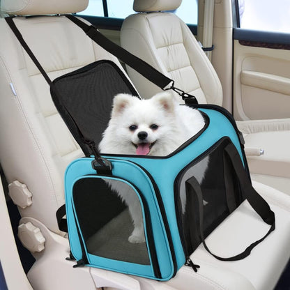 Large Cat Carriers Dog Carrier Pet Carrier for Large Cats Dogs Puppies up to 25Lbs, Big Dog Carrier Soft Sided, Collapsible Travel Puppy Carrier - Large - Blue