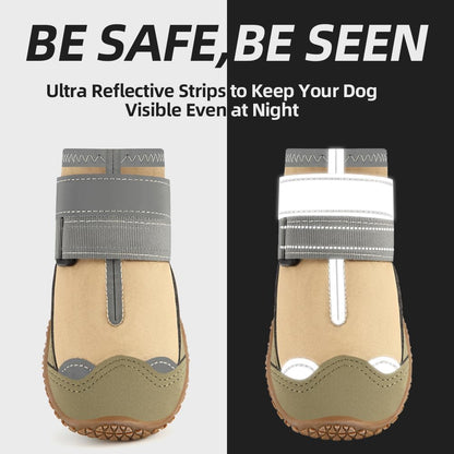 Dog Shoes for Large Dogs, Medium Dog Boots & Paw Protectors for Hardwood Floors, Outdoor Dog Booties for Hot Pavement Winter Snow Hiking, Waterproof Dog Shoes with Reflective Strips Size 8