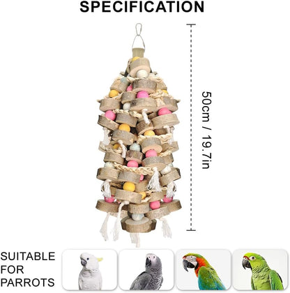 Bird Toys for Large Parrots Toys Natural Colored Wooden Bird Cages Chew Accessories for Macaws, Cockatoos, African Grey, and Amazon Parrots,