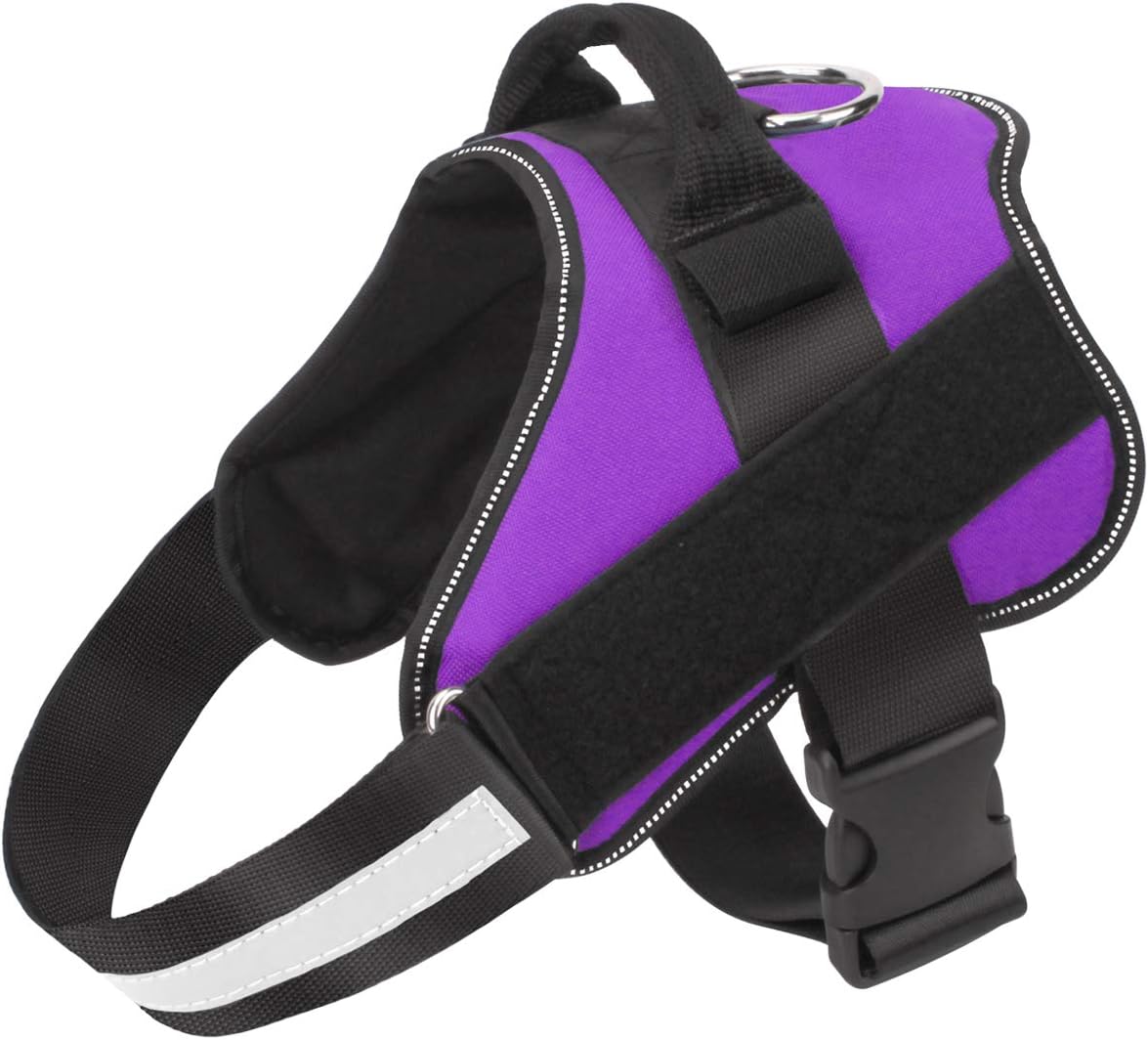 Bolux Dog Harness, No-Pull Reflective Dog Vest, Breathable Adjustable Pet Harness with Handle for Outdoor Walking - No More Pulling, Tugging or Choking (Purple, M)