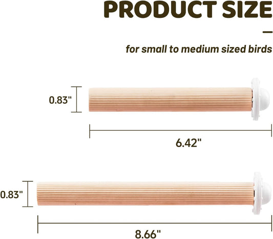 6 Pcs Wooden Bird Cage Perch, Cage Accessories, Parrot Toys, Mimics Wild Branches, for Parakeet, Cockatiel, Conure, Budgie, Lovebird, Small Medium Birds