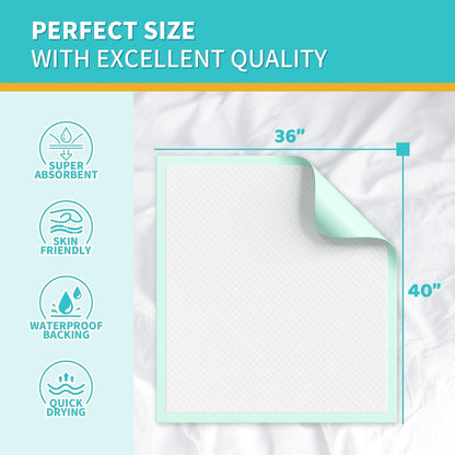 Disposable Bed Pads 40"X36" Extra Large Chucks Pads for Adults 130G Heavy Duty Pads Super Absorbent Underpads Waterproof Pee Pads for Incontinence, Mattress or Large Pets [100x91CM, 20pcs]