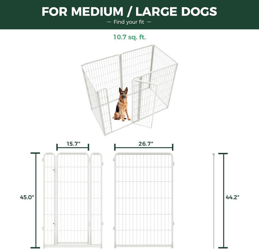 FXW Homeplus Unleashed Indoor Dog Playpen - Stress-Free and Safe Play, Heavy Duty 45 Inch 6 Wire Panels Dog Pen for Large Dogs, White│Patented
