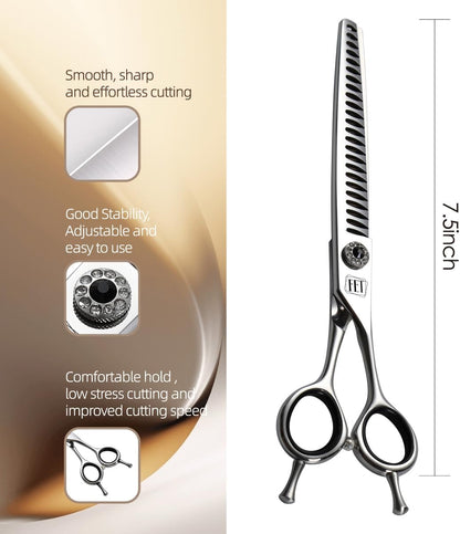 Dog Grooming Scissors: 7.5 inch Pet Chunker Shears Made Of Japanese 440C Advanced Stainless Steel Professional Grooming Scissors for Dogs Cats and Other Pets