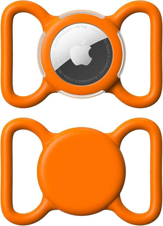 Waterproof Airtag Holder for Dog Collar, Soft Full-Body Protective Airtag Holder for Dog & Cat Collars, Ultra-Durable, Easy Installation, Lightweight Clear Airtag Case (Orange, Large)